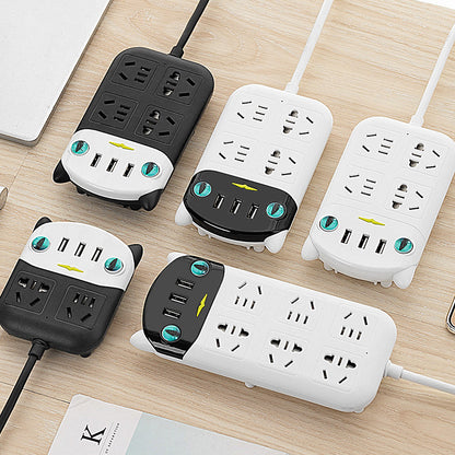 Gift Smart Usb Socket Creative Cat Row Patch Panel Patch Panel Multi Functional Household Patch Panel 3Usb Lightning Protection