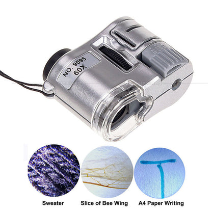 Portable Pocket Type 60 Times LED Currency Detector Lamp Magnifying Glass