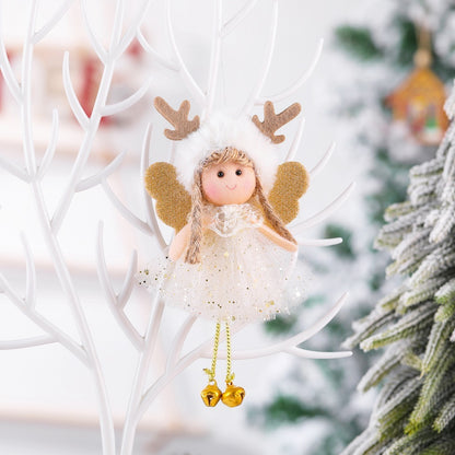 Christmas net yarn sequined antler angel pendant
