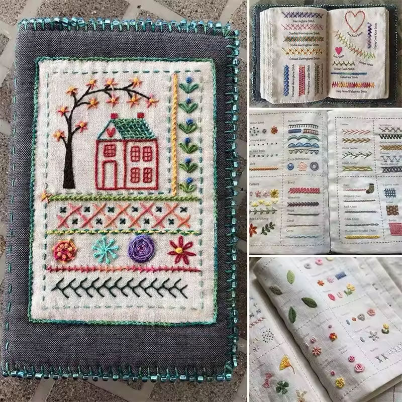 DIY Imitation Linen Sewing Book with Embroidery. Personalize, Improve Skills. Portable