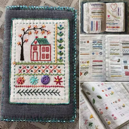 DIY Imitation Linen Sewing Book with Embroidery. Personalize, Improve Skills. Portable