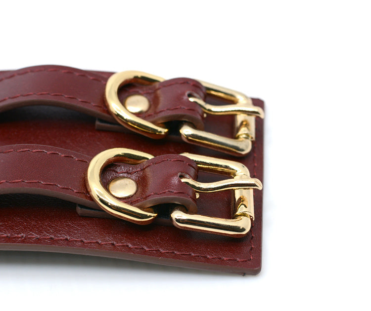 Adult Male And Female Leather Double Buckle Handcuffs For Couples