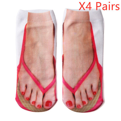 3D Printing Socks Flip Flops Cartoon Creative Socks Men And Women Couple Socks