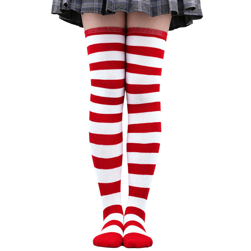 Striped Socks Hold-ups Women Over The Knee Halloween