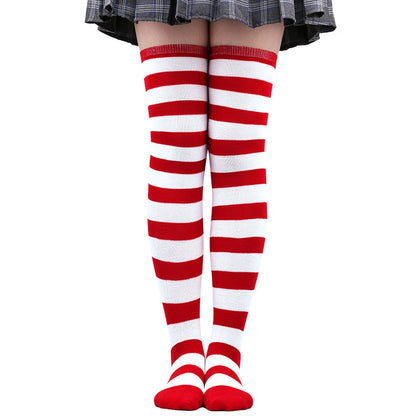 Striped Socks Hold-ups Women Over The Knee Halloween