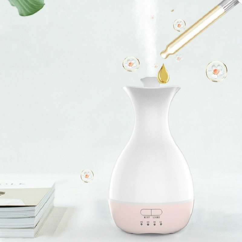 200ML Ultrasonic Air Humidifier Flower Arrangement Aroma Essential Oil Diffuser With Colorful Night Light For Home Office