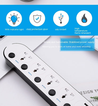 Multi-switch European Standard American Standard British Standard USB Power Strip Socket Household Plug Board Multi-port Fast Charging