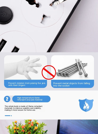 Multi-switch European Standard American Standard British Standard USB Power Strip Socket Household Plug Board Multi-port Fast Charging
