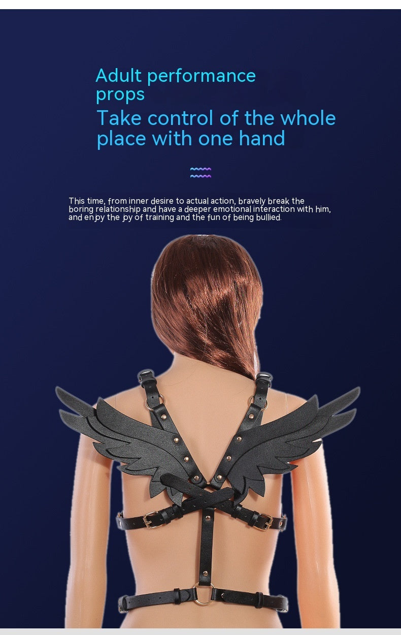 Adult Sex Product PU Leather Angel Wings Women's Dance Party Role Bar Dress Up Shapewear