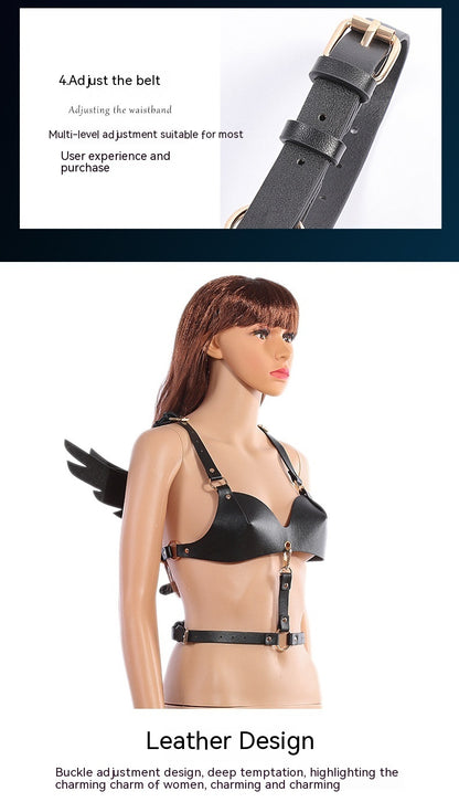 Adult Sex Product PU Leather Angel Wings Women's Dance Party Role Bar Dress Up Shapewear