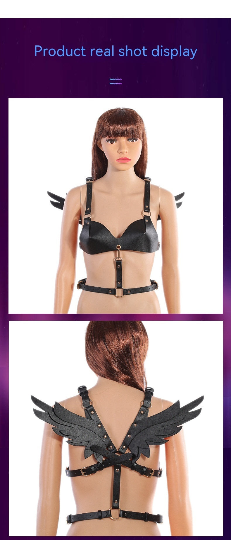 Adult Sex Product PU Leather Angel Wings Women's Dance Party Role Bar Dress Up Shapewear