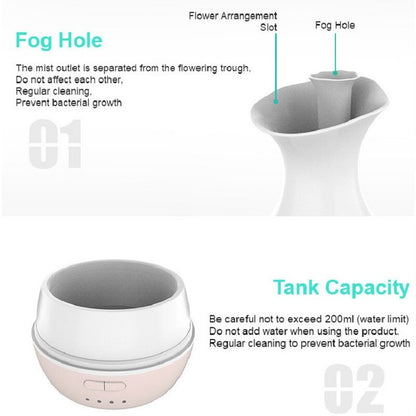 200ML Ultrasonic Air Humidifier Flower Arrangement Aroma Essential Oil Diffuser With Colorful Night Light For Home Office