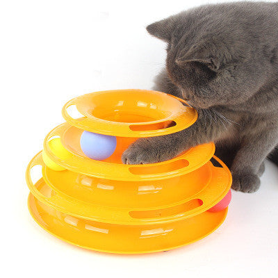 Interactive Funny four layer Cat Turntable Pet Ball Tower Tracks Toy