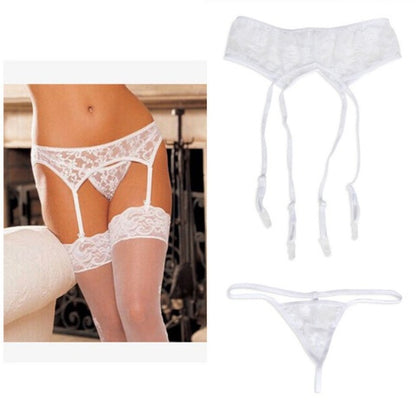 Super sexy transparent garter stockings with panties Women's adult real sexy lingerie set