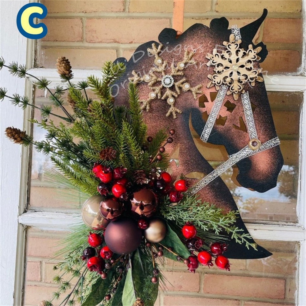 Horse Head Garland Christmas Decoration With Balls