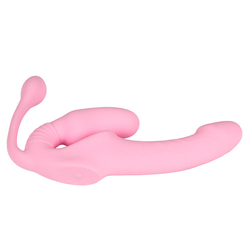 Three-shock Double-headed Dragon Lala Dildo Women's Wear Out Sex Appliance Into The Body Strong Shock Self-defense Stick