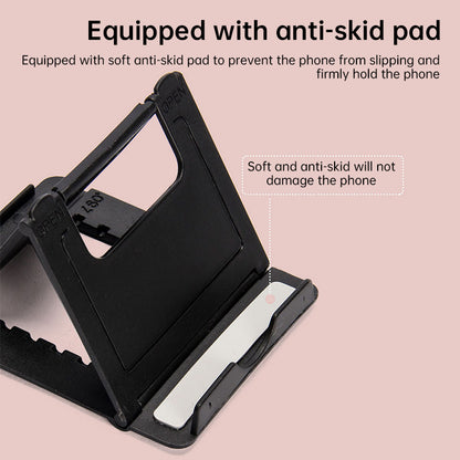A plastic, foldable cradle for mobile phones