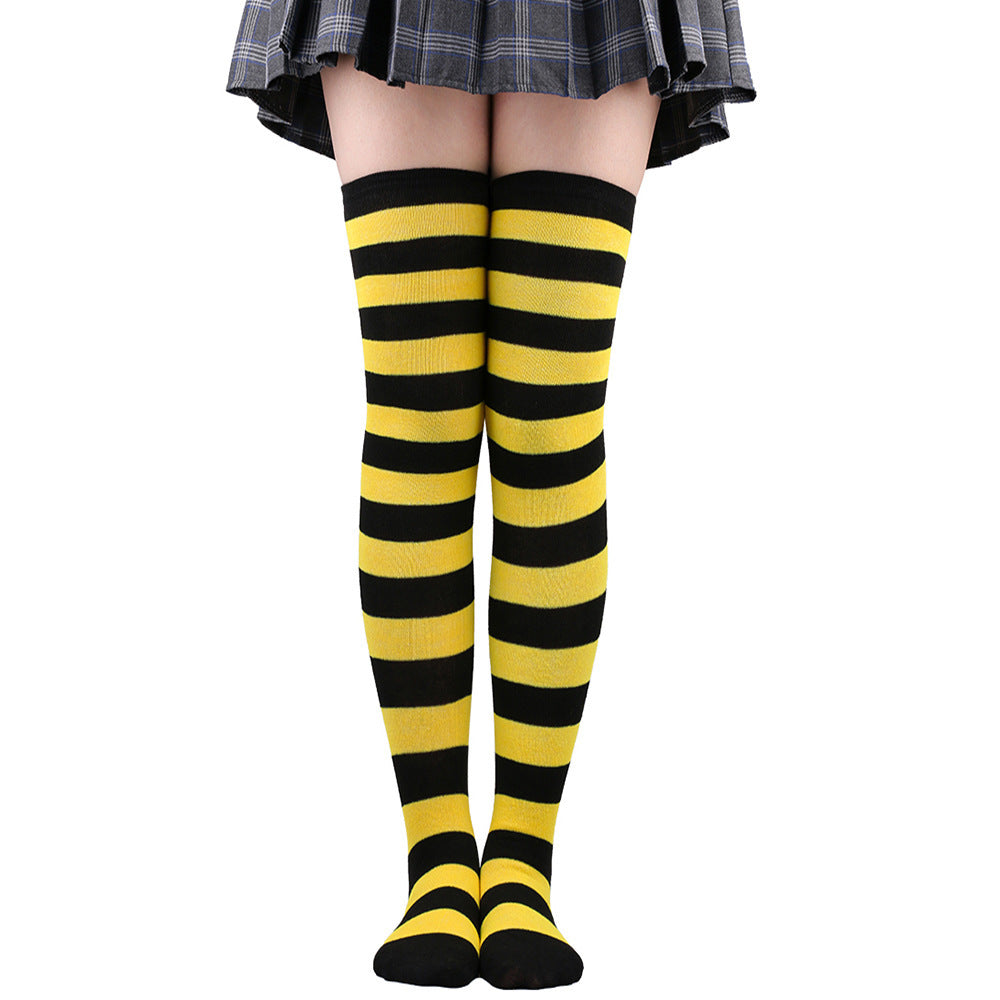 Striped Socks Hold-ups Women Over The Knee Halloween