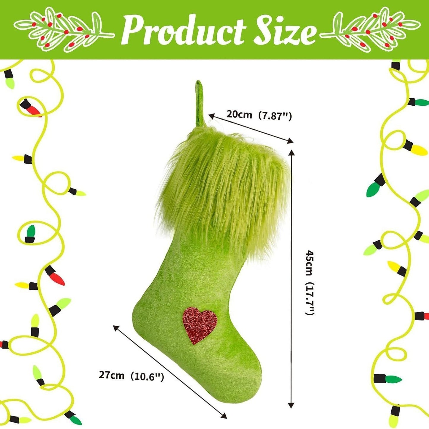 Christmas Green Fur Ornament Christmas Stockings Plush Candy Gift Bag