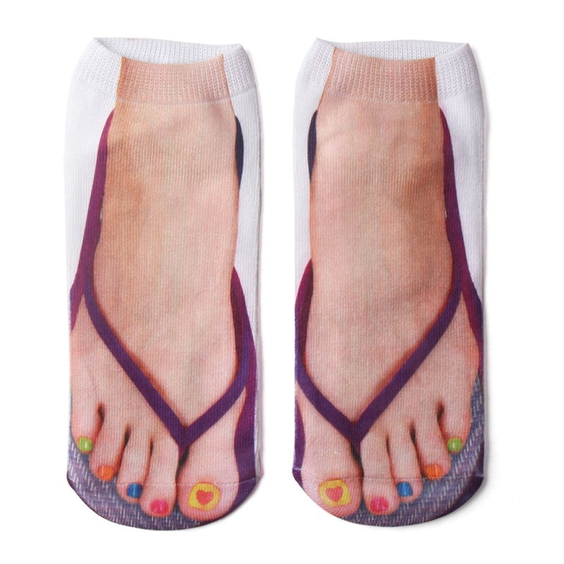 3D Printing Socks Flip Flops Cartoon Creative Socks Men And Women Couple Socks