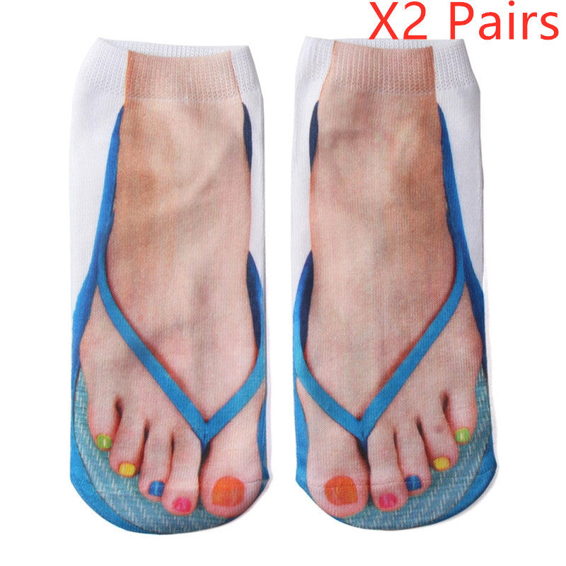 3D Printing Socks Flip Flops Cartoon Creative Socks Men And Women Couple Socks