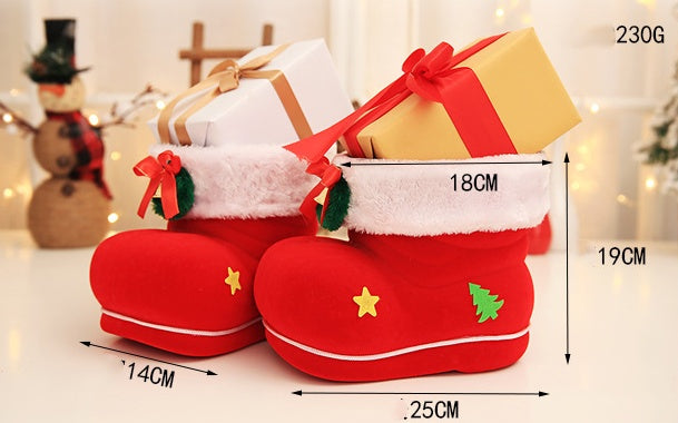 Large Christmas Red Flocking Candy Boots