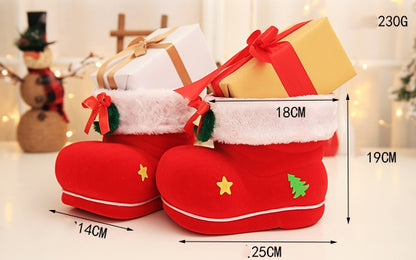 Large Christmas Red Flocking Candy Boots
