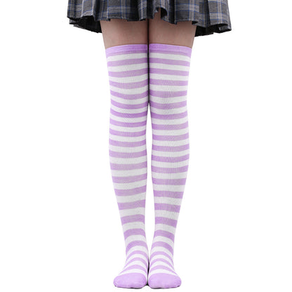Striped Socks Hold-ups Women Over The Knee Halloween