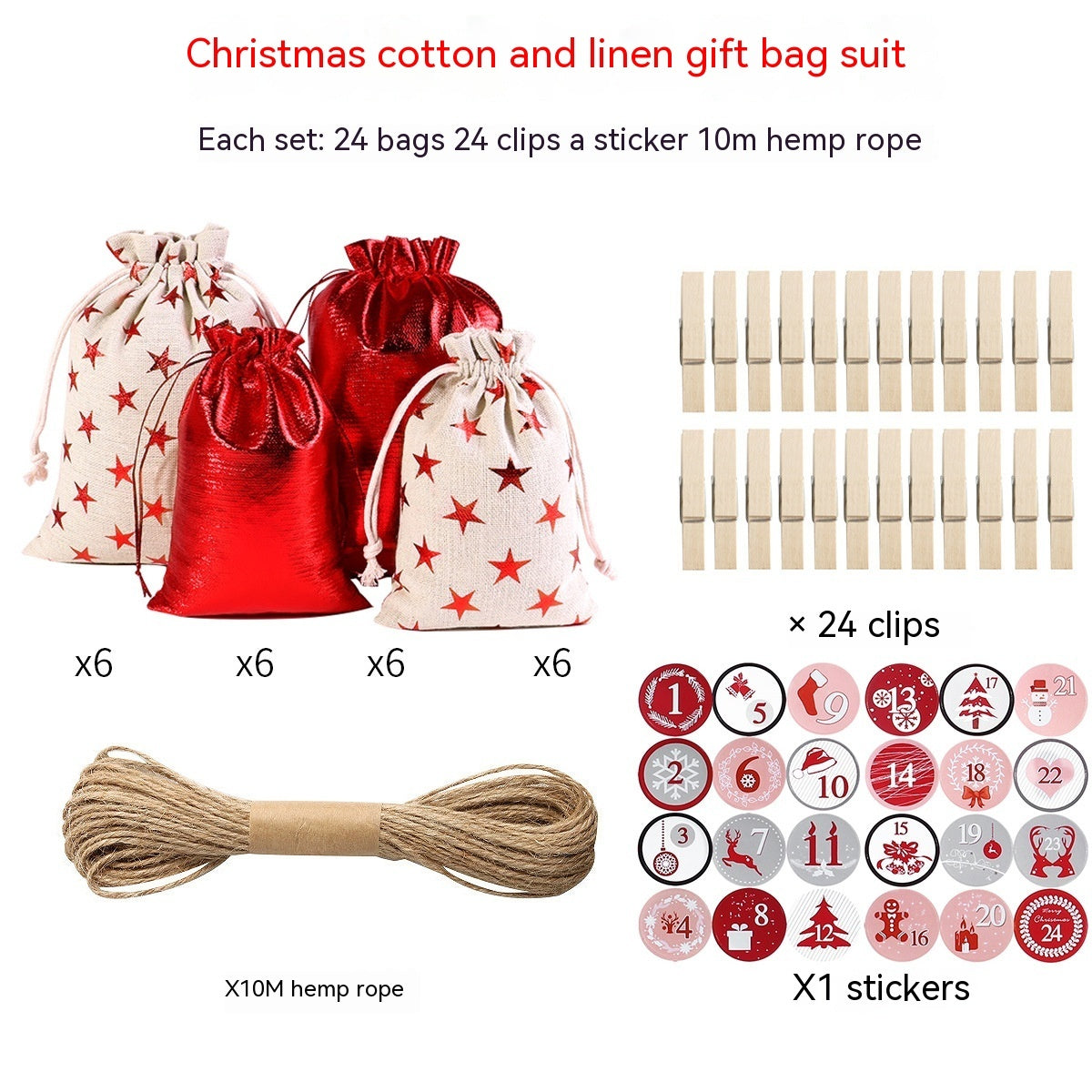 Gilding Linen Christmas Cloth Bag Kit