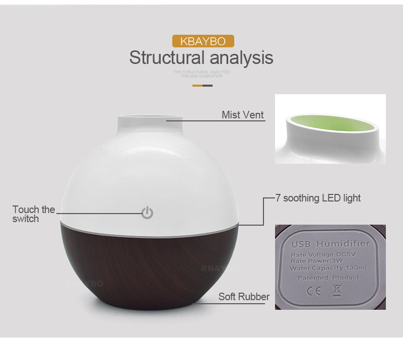 Wood grain home office desk mute humidifier