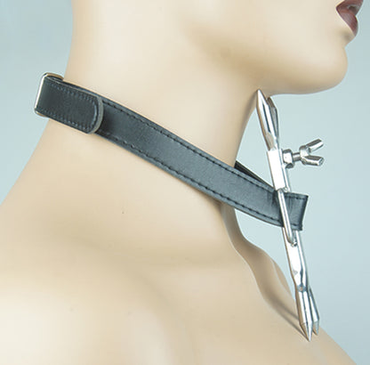 Men's And Women's Leather Pure Stainless Steel Bondage Collar Toy Adult