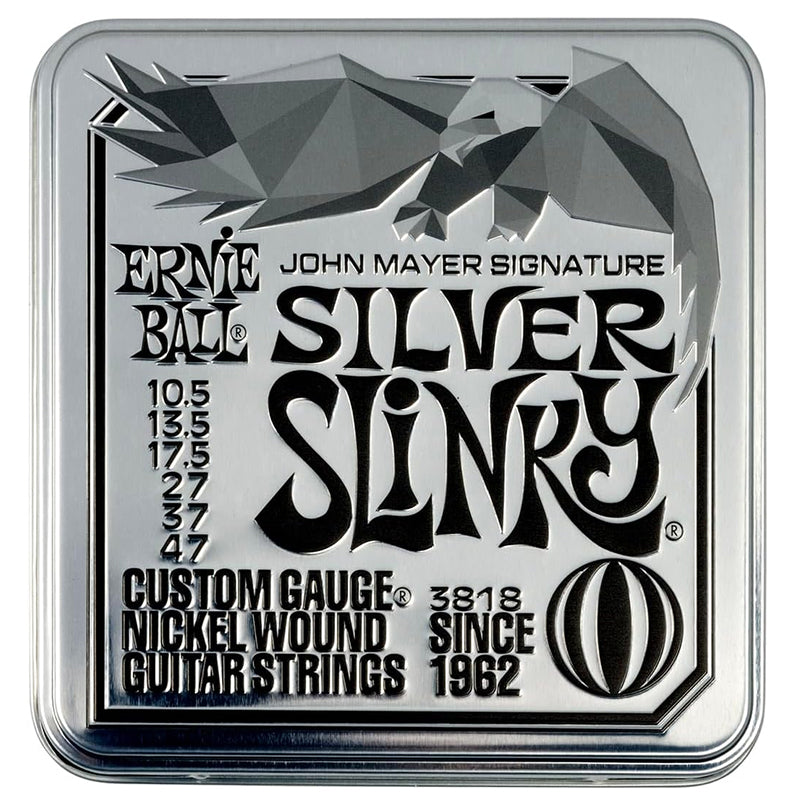 Ernie Ball John Mayer Silver Slinky Nickel Wound Electric Guitar Strings 3-Pack Tin - 10.5-47 Gauge