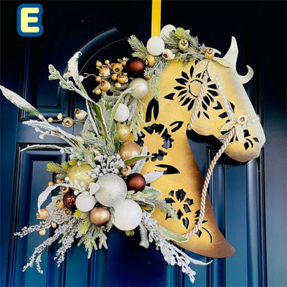 Horse Head Garland Christmas Decoration With Balls
