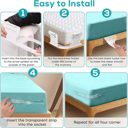 4-Piece Heavy-Duty Sheet Grippers: Keep Sheets Tight, No More Loose Sheets