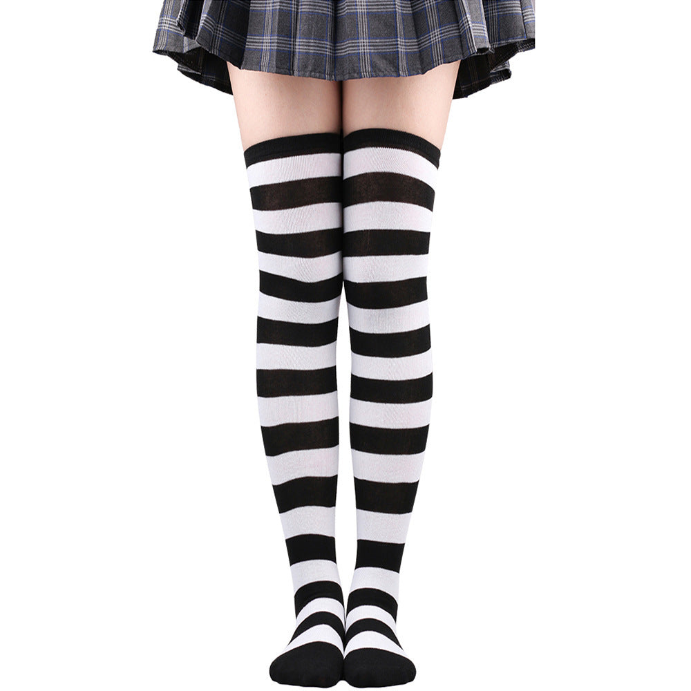 Striped Socks Hold-ups Women Over The Knee Halloween
