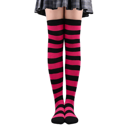 Striped Socks Hold-ups Women Over The Knee Halloween