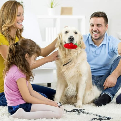 Dog Plush Squeaky Toys - Soft Strawberry Shape Interactive Puppy Chew Toy For Dogs Teething Playing  Chewing