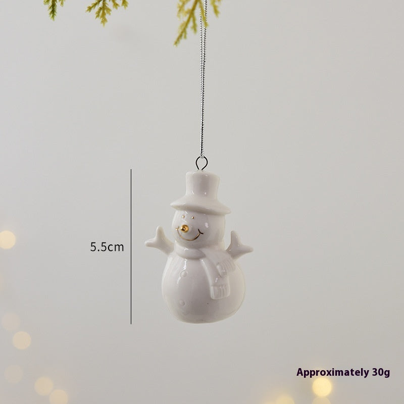 Mini House Ceramic Christmas Tree Small Pendant