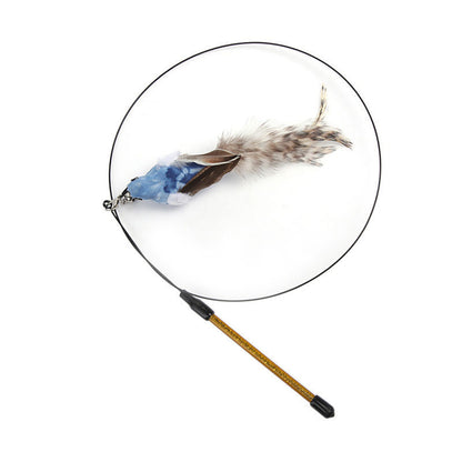 Steel Wire Feather Funny Cat Stick Long Rod