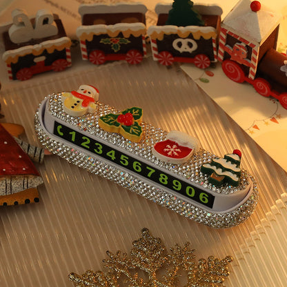 Christmas Parking Phone Number Sign Cartoon Cute Car Moving Digital Number Plate Christmas Decoration