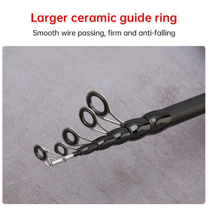 1.5 - 2.4M Telescopic Carbon Fishing Rod Rotary Baitcasting (8 - 25g) with Wooden Handle