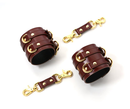 Adult Male And Female Leather Double Buckle Handcuffs For Couples