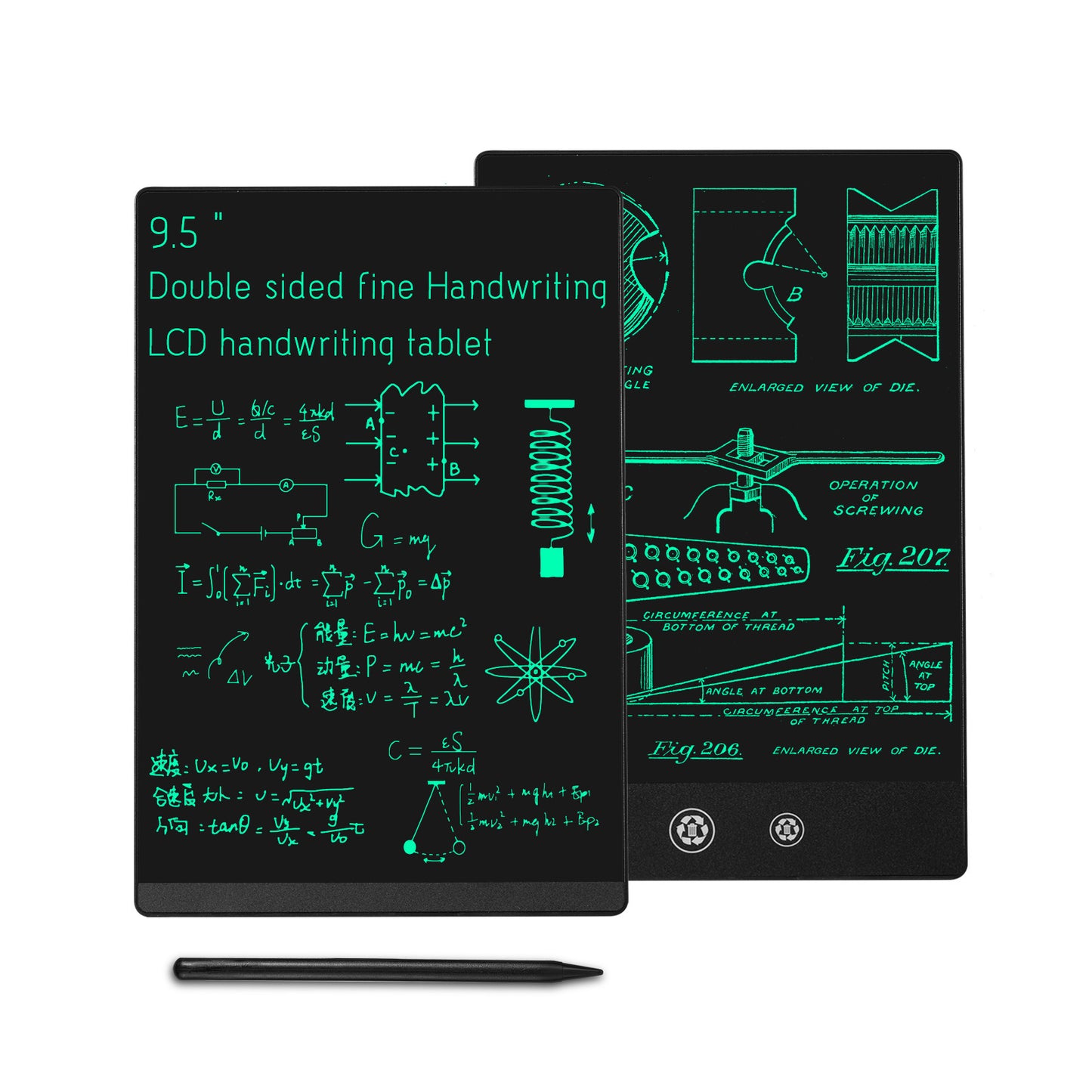 Single Color Double Side Screen LCD Handwriting Board