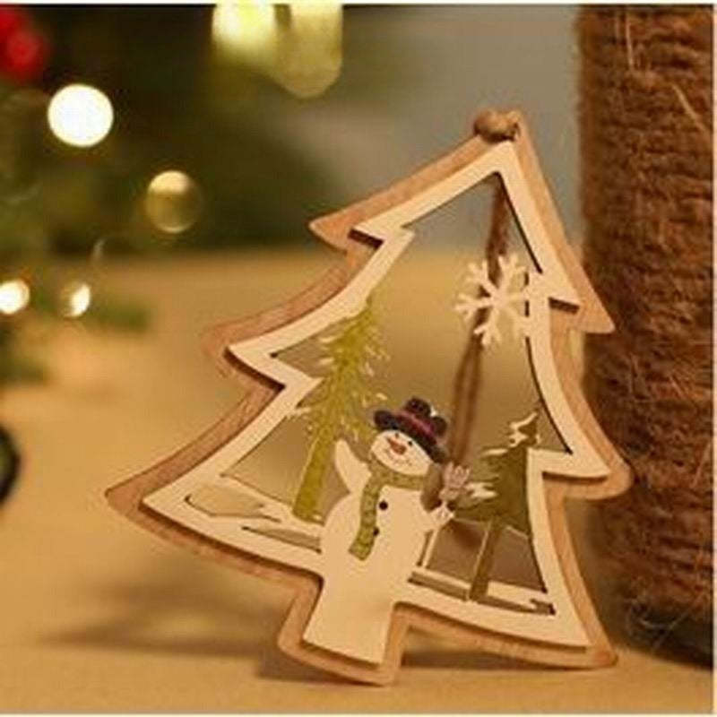 Christmas Decorations Wooden Cabin Pendants