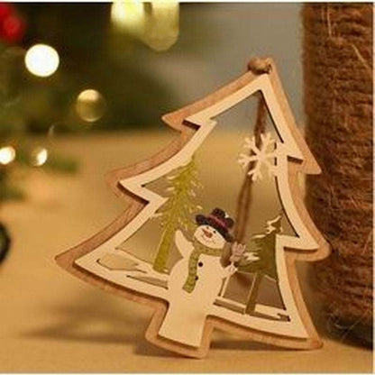 Christmas Decorations Wooden Cabin Pendants
