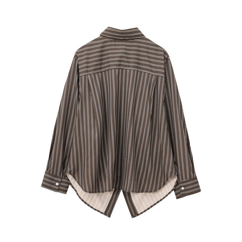 Women's Fashionable Batwing Sleeve Striped Long-sleeved Shirt
