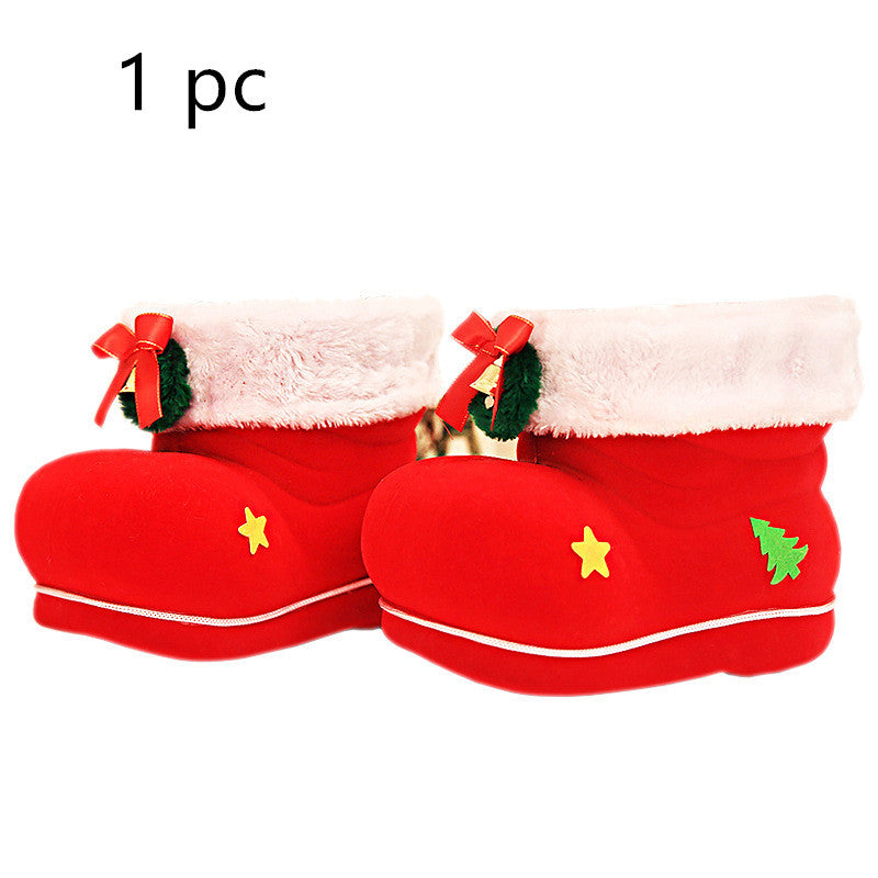 Large Christmas Red Flocking Candy Boots
