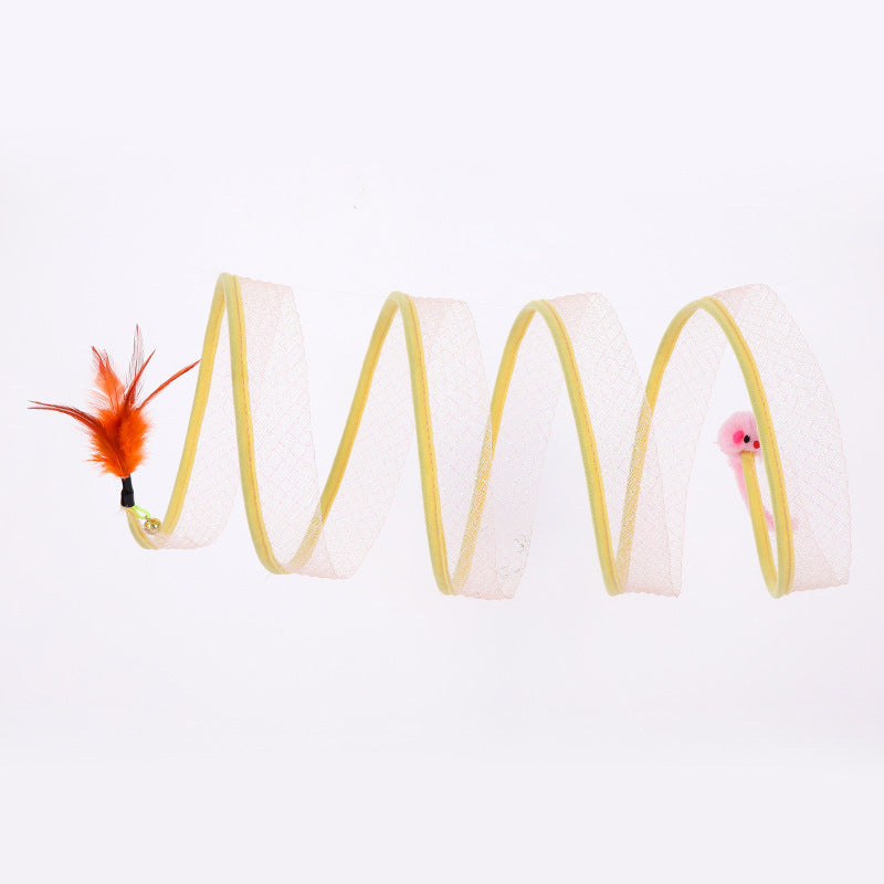 Cat Pets Toys Mouse Shape Balls Foldable Cat Kitten Play Tunnel Funny Cat Stick Mouse Supplies Simulation Mouse Pet Accessories