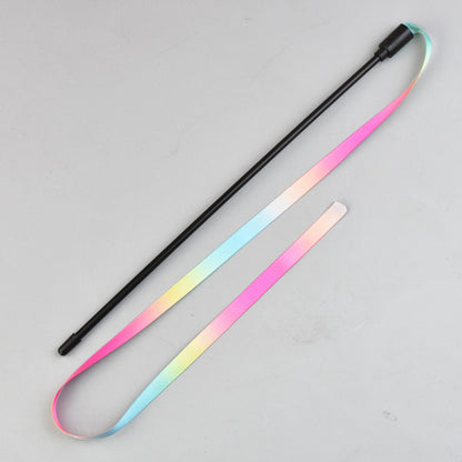 Interactive Cat Rainbow Wand Toys Interactive Cat Teaser Wand String Colorful Ribbon Charmer For Most Cats