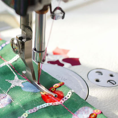 P369. Wedding dress fashion fabric. Bead-free fixed presser foot.